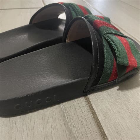 gucci slides worn.